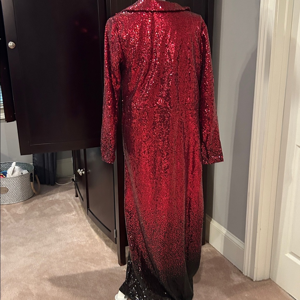 Women's Sequin Long Coat - Red. Worn to a Taylor Swift concert - Picture 4 of 4